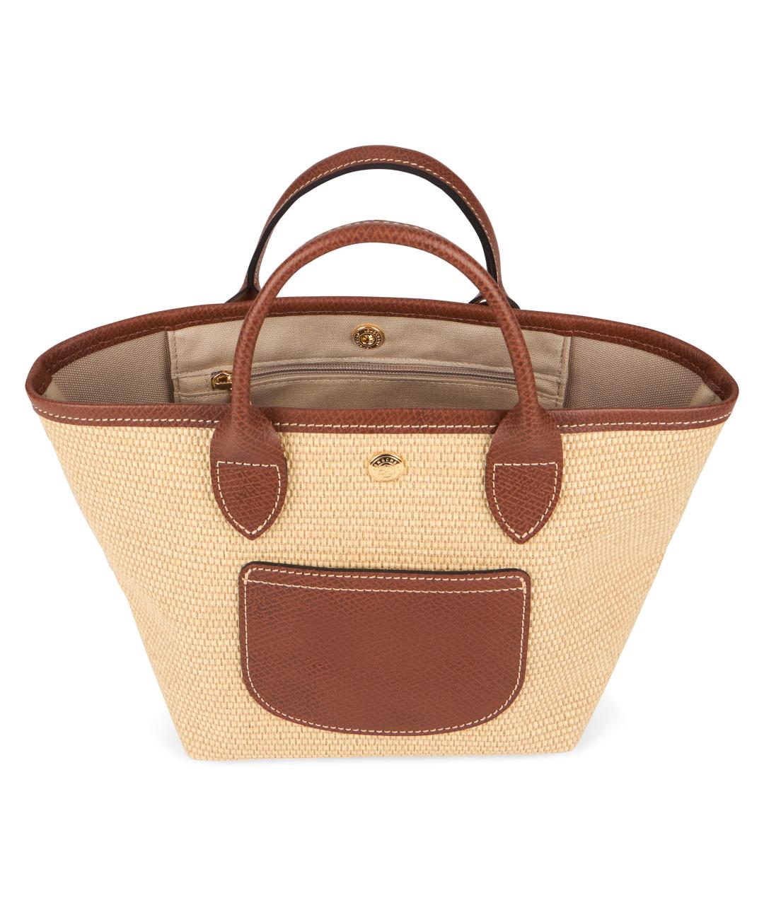 LONGCHAMP Бежевая синтетическая сумка с короткими ручками, фото 4