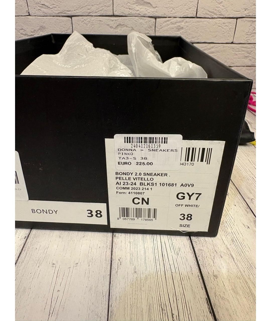 PINKO Белые кожаные кеды, фото 5