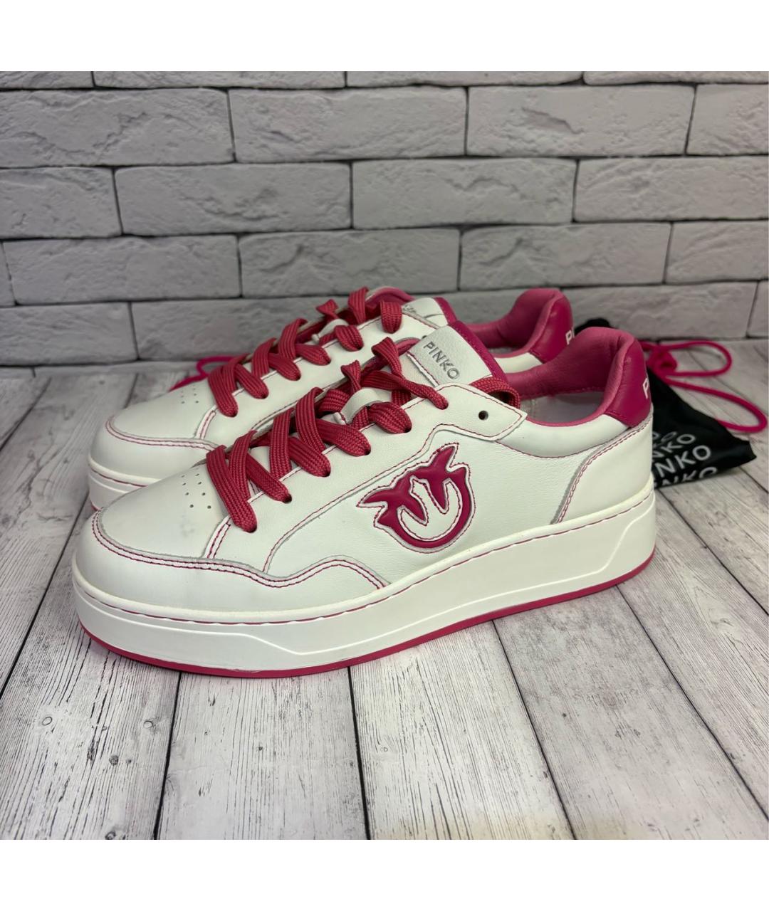PINKO Белые кожаные кеды, фото 9