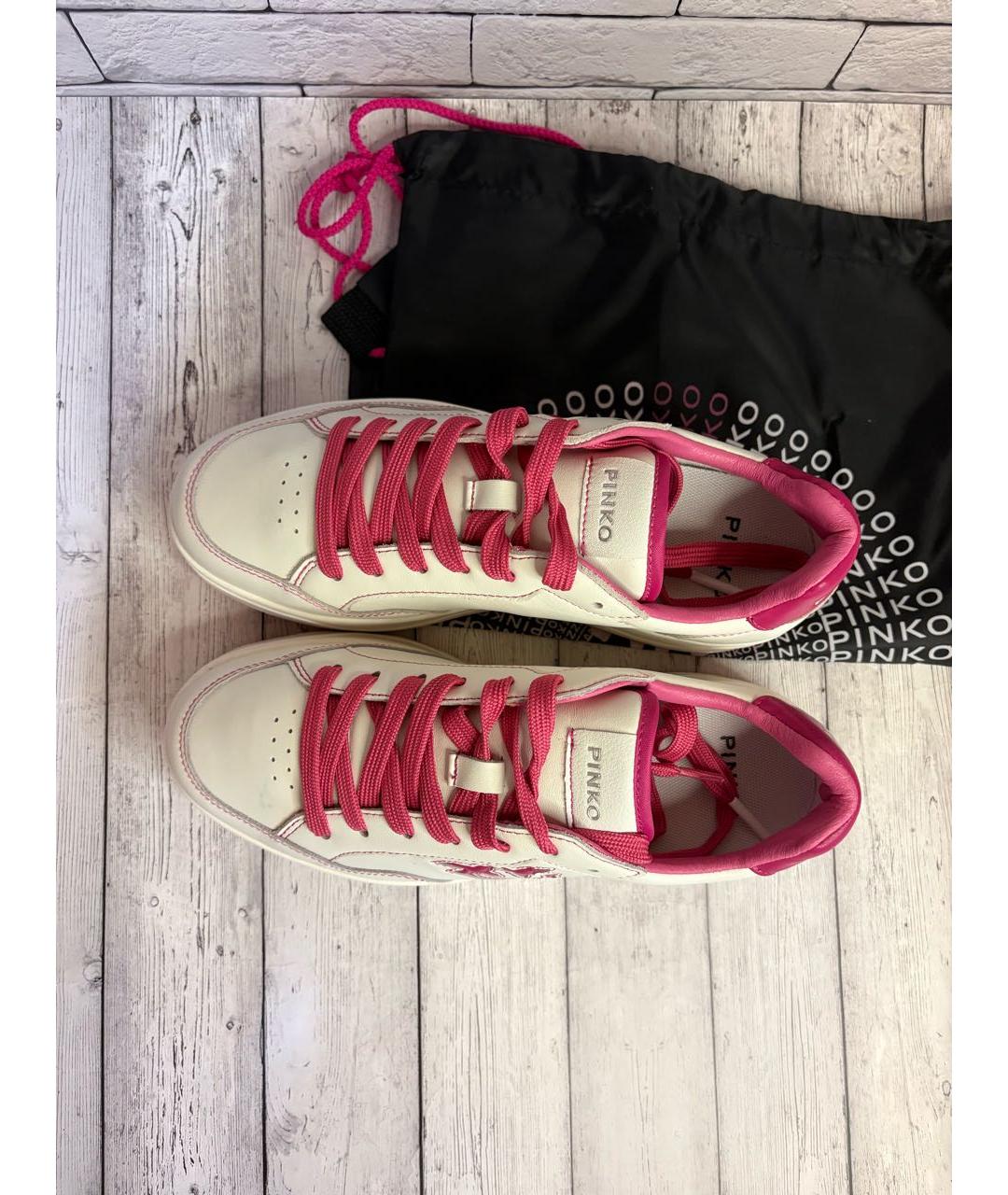 PINKO Белые кожаные кеды, фото 8