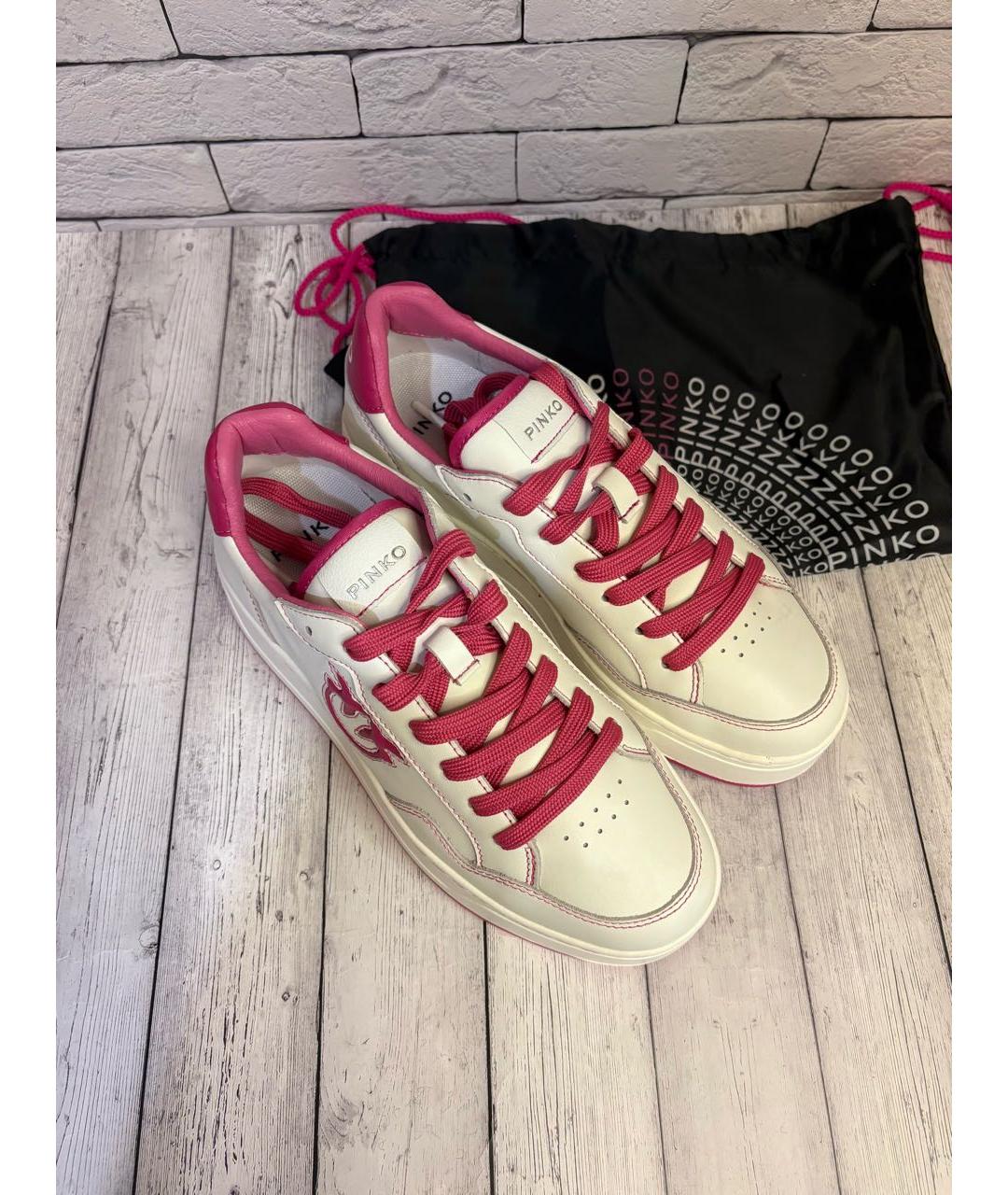 PINKO Белые кожаные кеды, фото 2