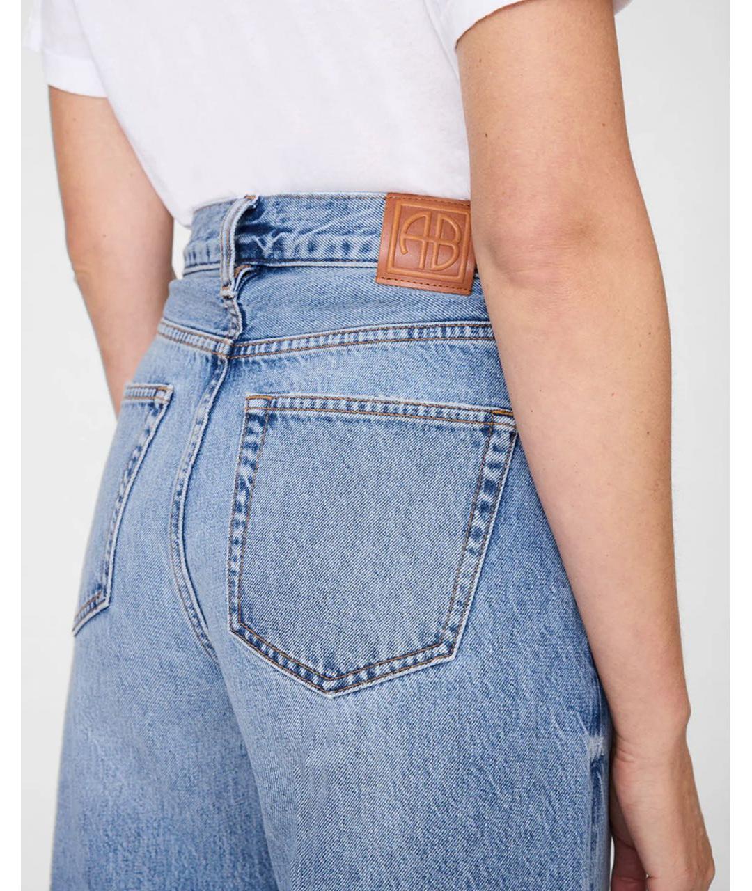 ANINE BING Синие хлопковые прямые джинсы, фото 6