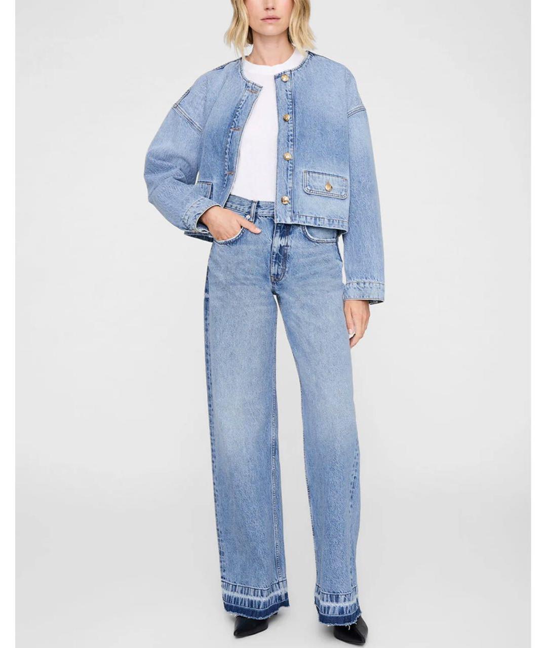 ANINE BING Синие хлопковые прямые джинсы, фото 5