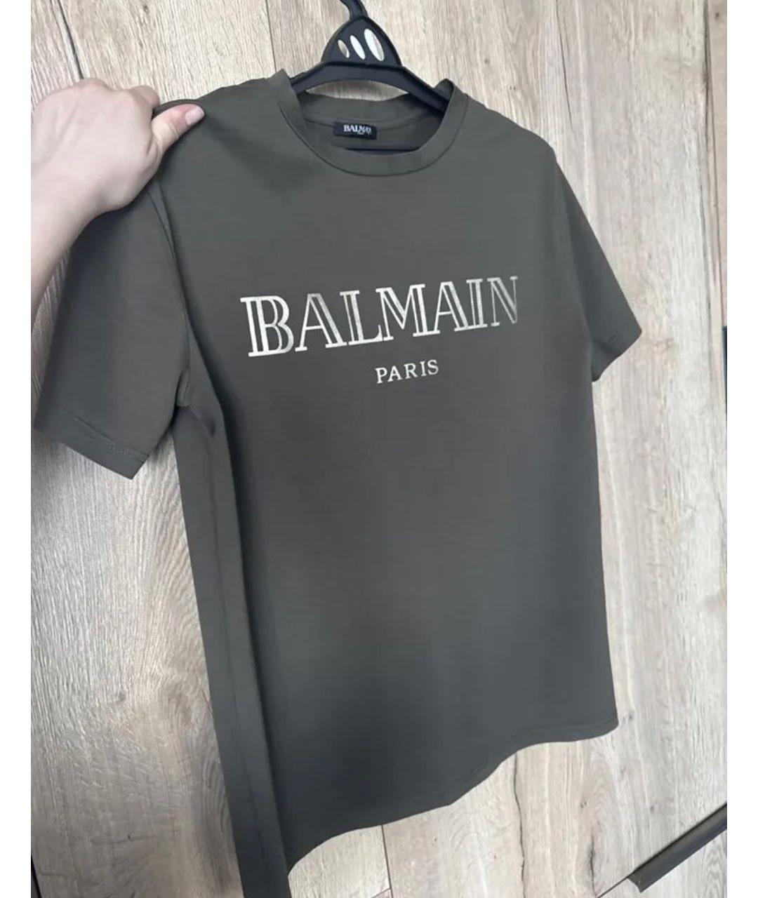 BALMAIN Антрацитовая хлопковая футболка, фото 5