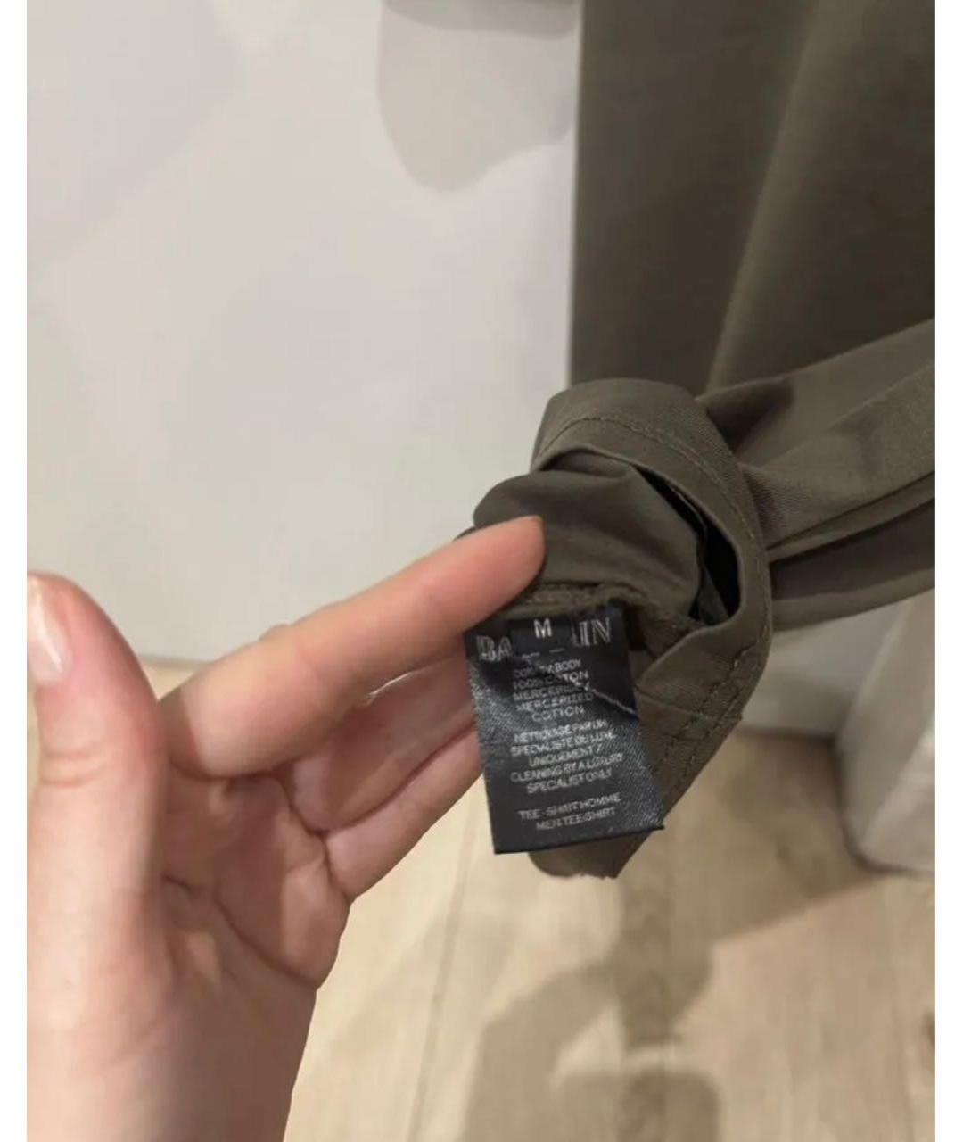 BALMAIN Антрацитовая хлопковая футболка, фото 3