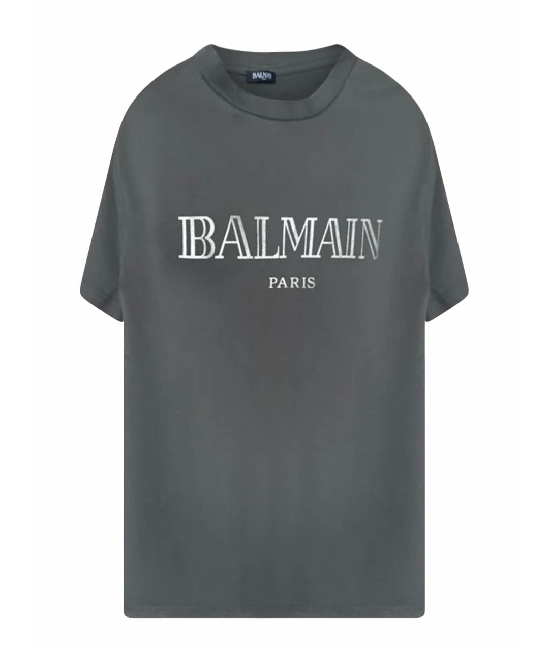 BALMAIN Антрацитовая хлопковая футболка, фото 1