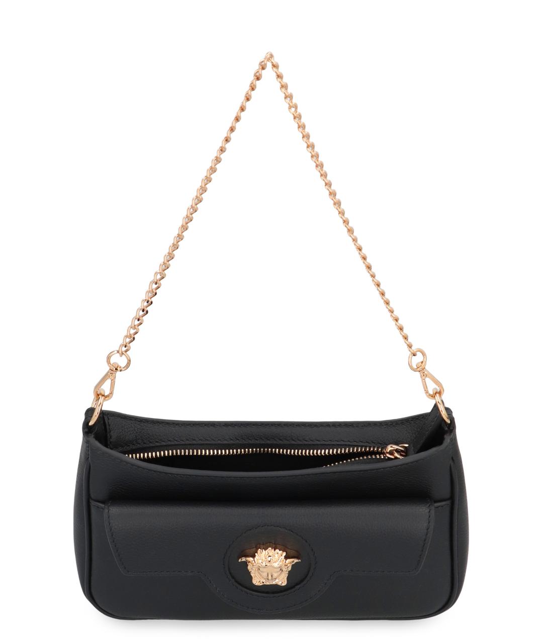 VERSACE Черная кожаная сумка через плечо, фото 5