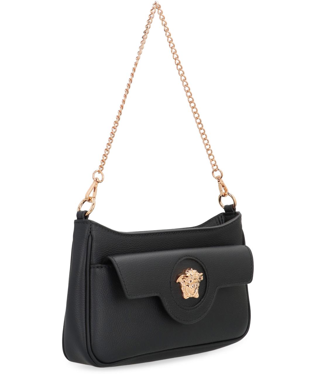 VERSACE Черная кожаная сумка через плечо, фото 2