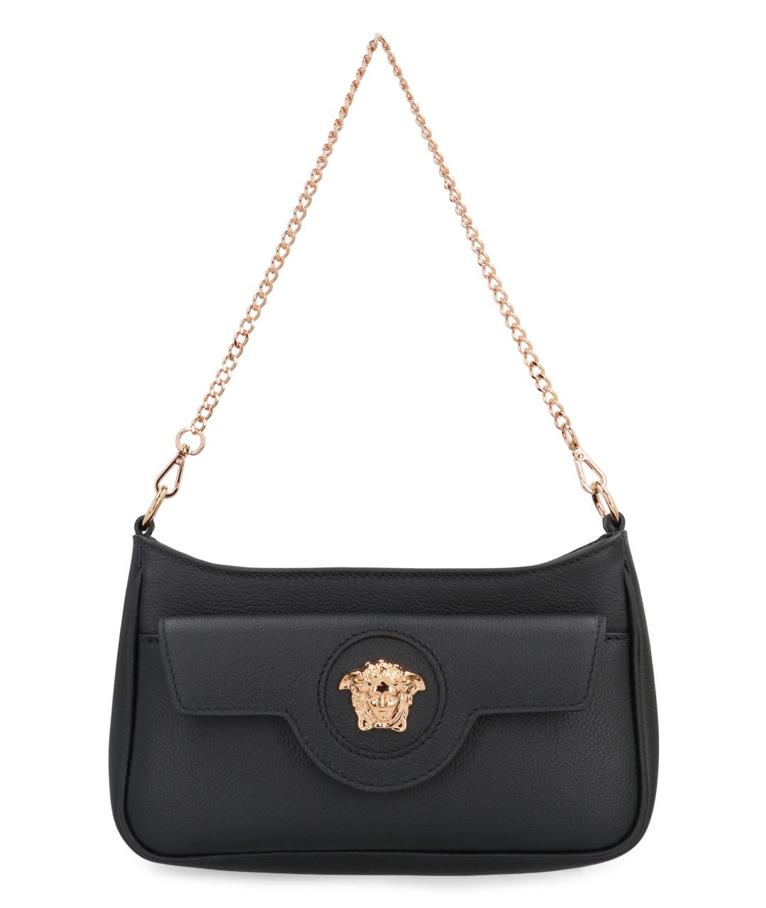 VERSACE Черная кожаная сумка через плечо, фото 1