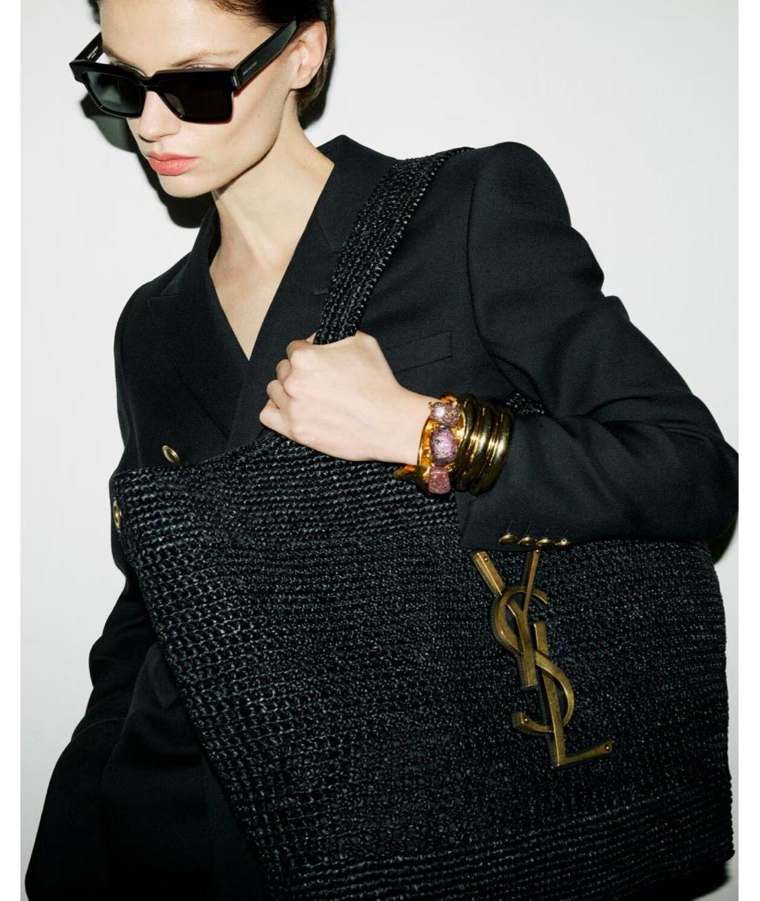 SAINT LAURENT Черная пелетеная сумка через плечо, фото 5