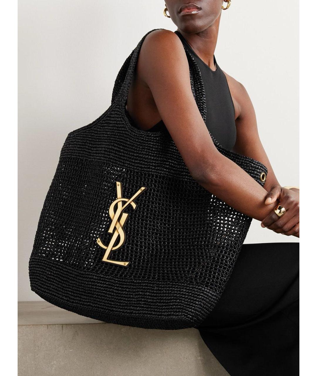 SAINT LAURENT Черная пелетеная сумка через плечо, фото 2