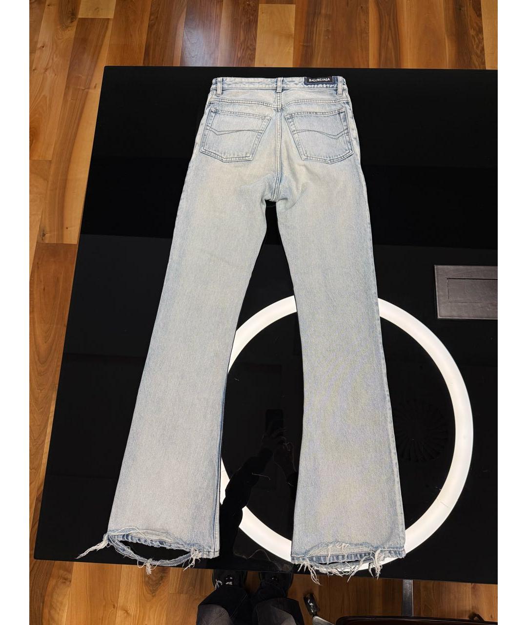 BALENCIAGA Голубые хлопковые джинсы клеш, фото 2