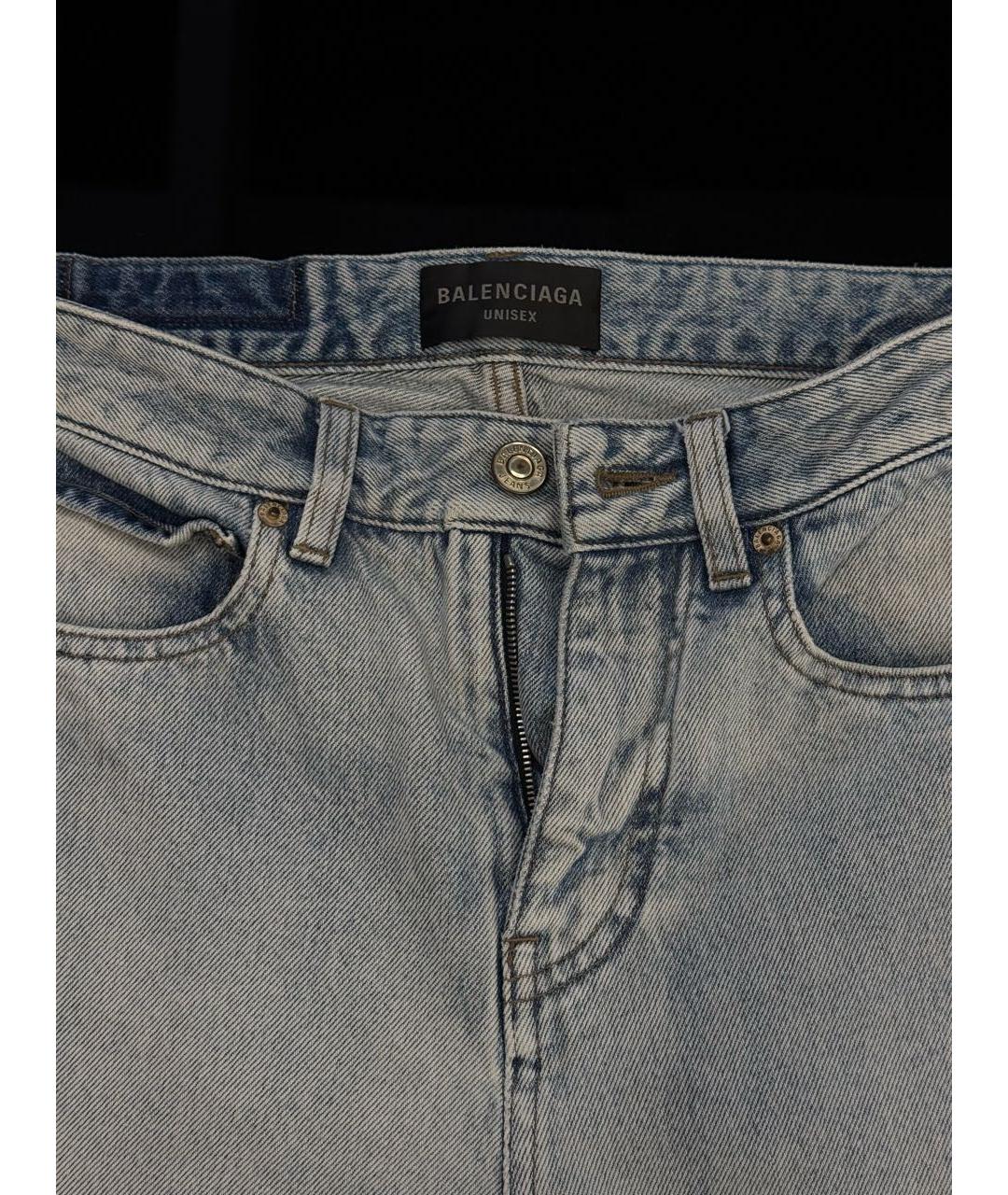 BALENCIAGA Голубые хлопковые джинсы клеш, фото 3