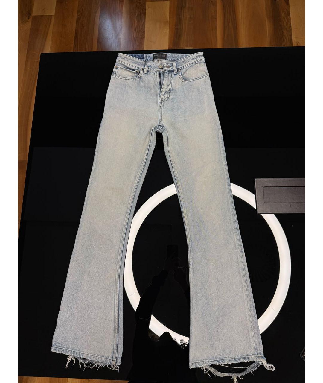 BALENCIAGA Голубые хлопковые джинсы клеш, фото 6