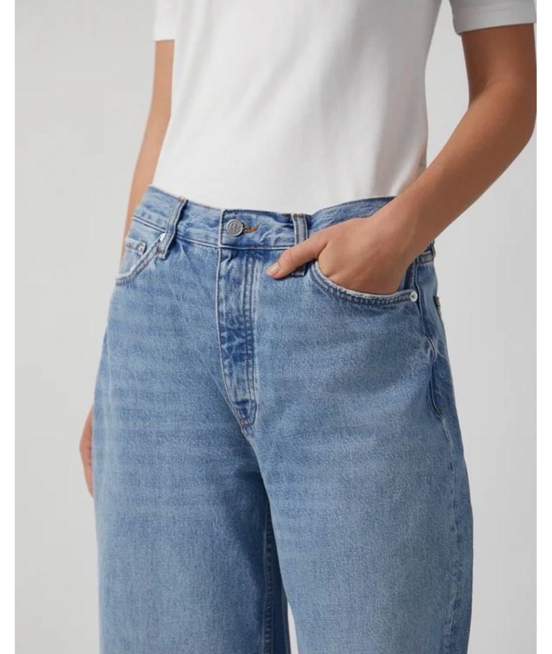 ANINE BING Синие хлопковые прямые джинсы, фото 5