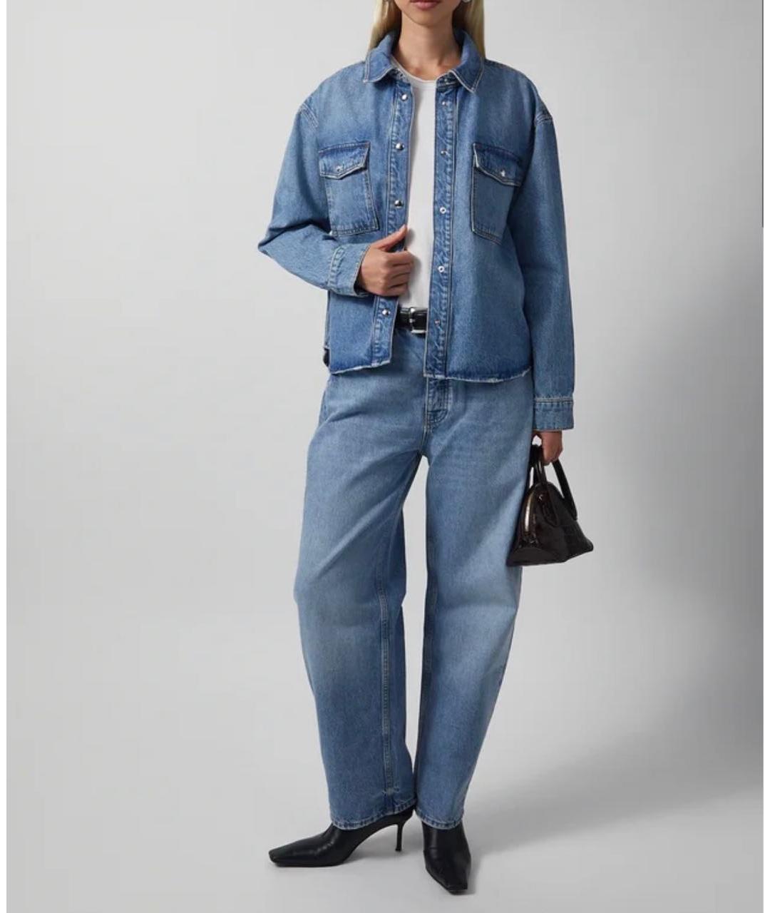 ANINE BING Синие хлопковые прямые джинсы, фото 3