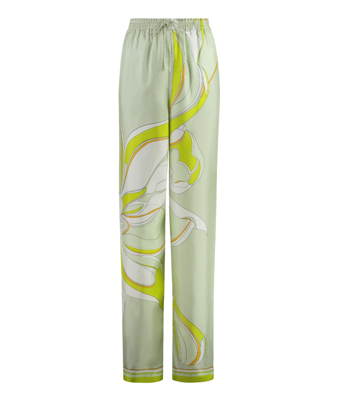 TORY BURCH Зеленые шелковые брюки широкие, фото 1