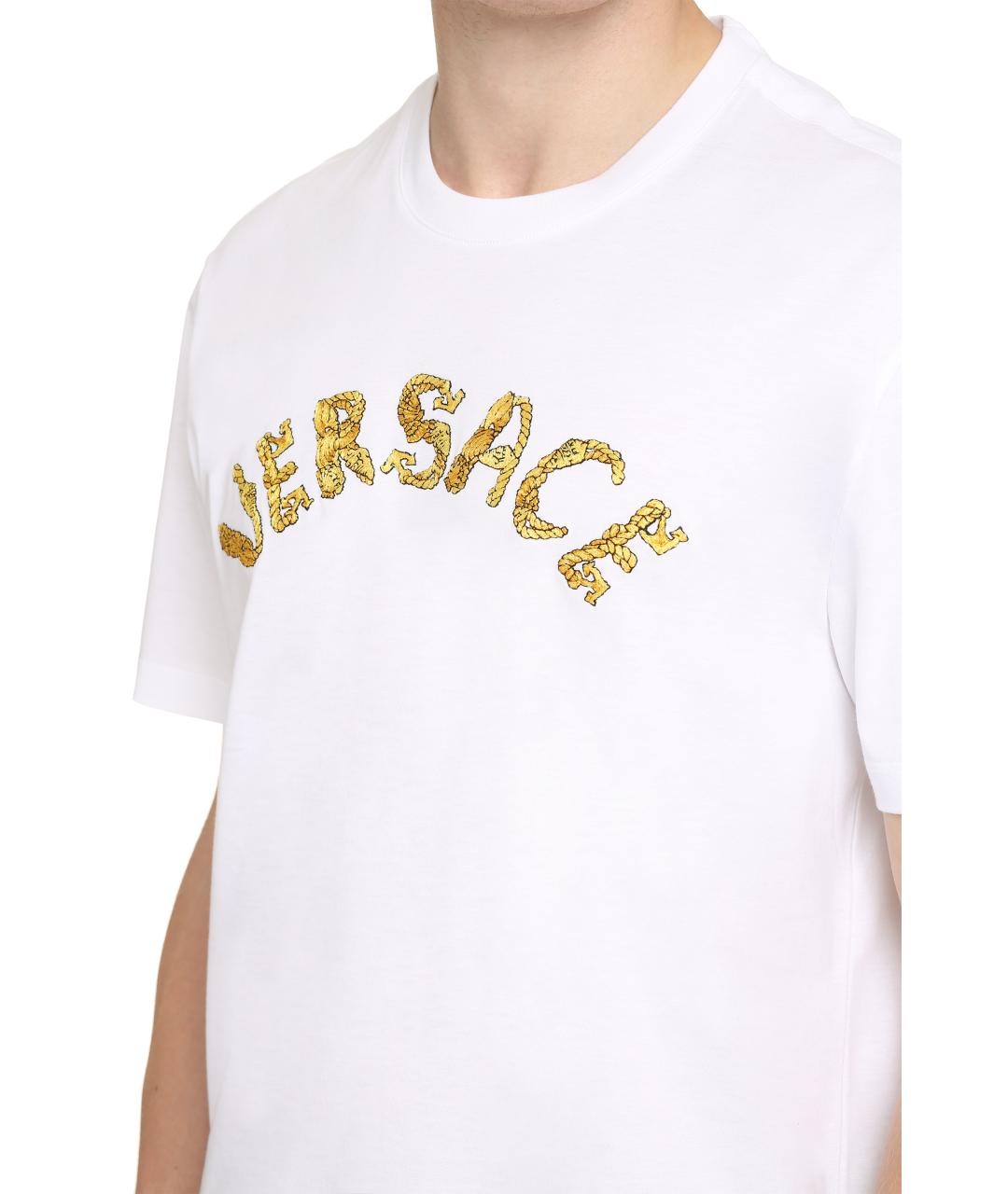 VERSACE Белая хлопковая футболка, фото 5
