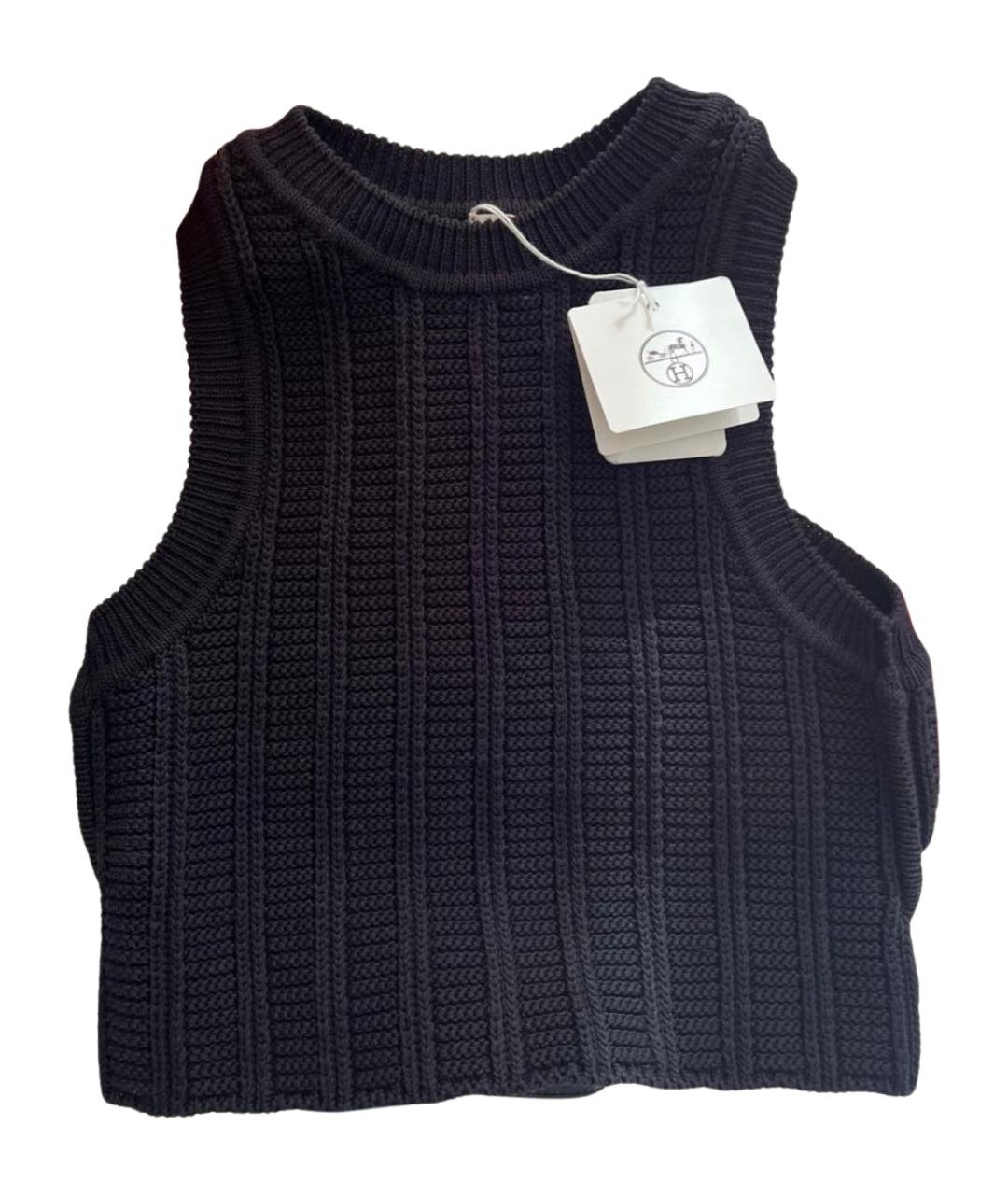 HERMES Черная хлопковая майка, фото 1