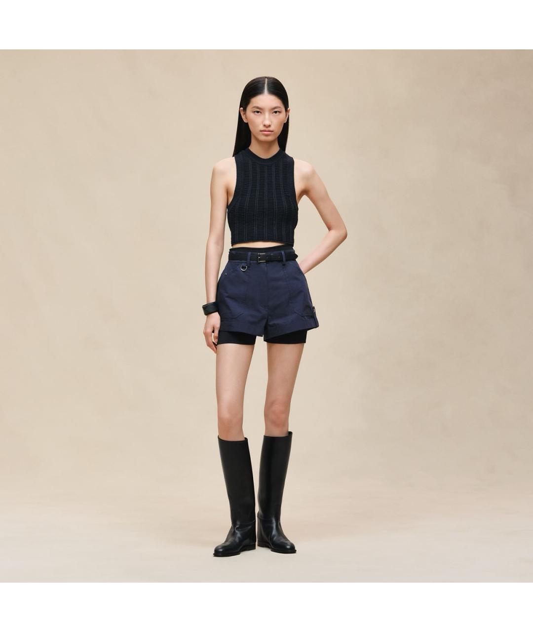 HERMES Черная хлопковая майка, фото 7