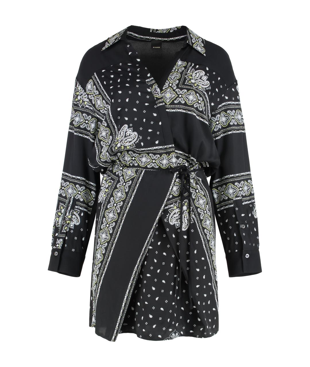 PINKO Черное вискозное повседневное платье, фото 1