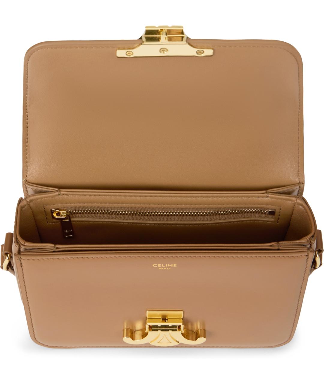 CELINE Бежевая кожаная сумка через плечо, фото 5