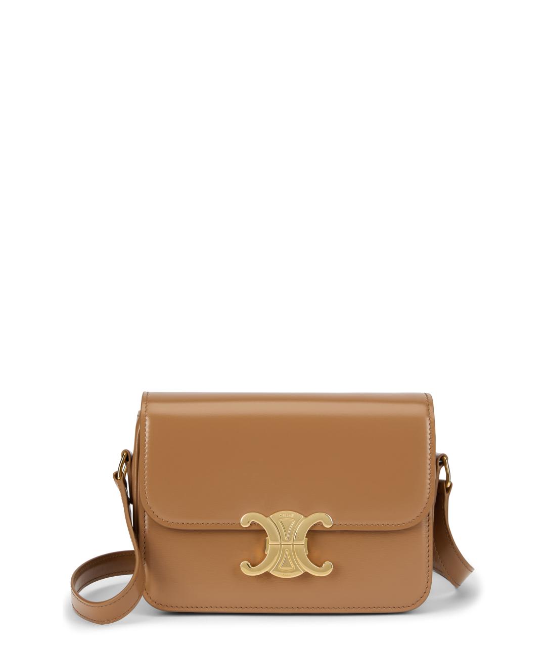 CELINE Бежевая кожаная сумка через плечо, фото 1