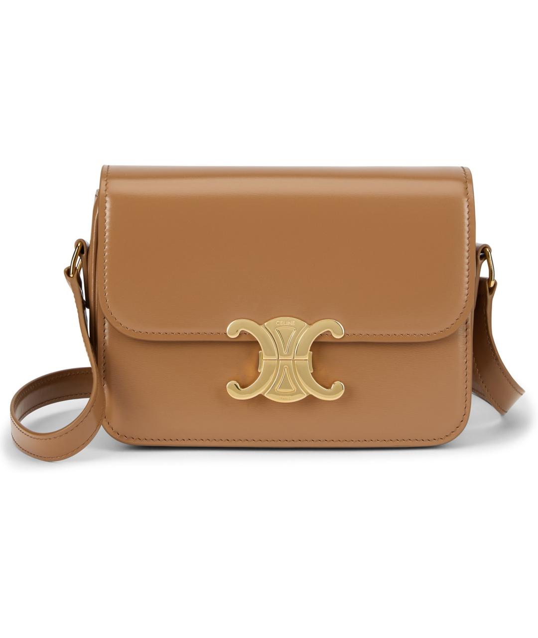 CELINE Бежевая кожаная сумка через плечо, фото 2