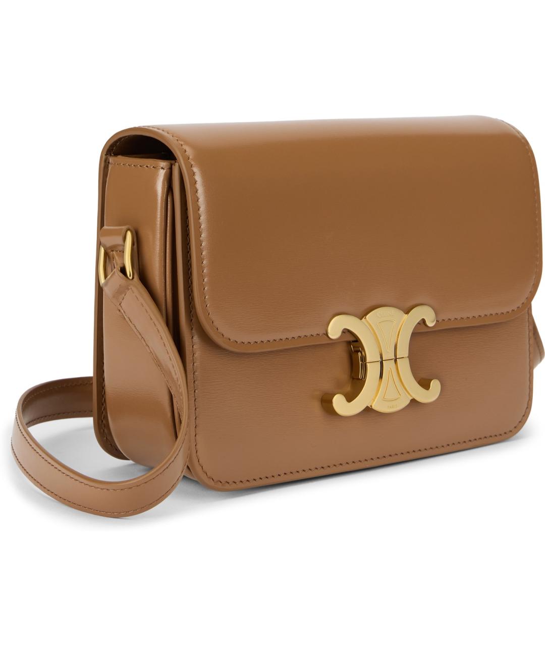 CELINE Бежевая кожаная сумка через плечо, фото 3