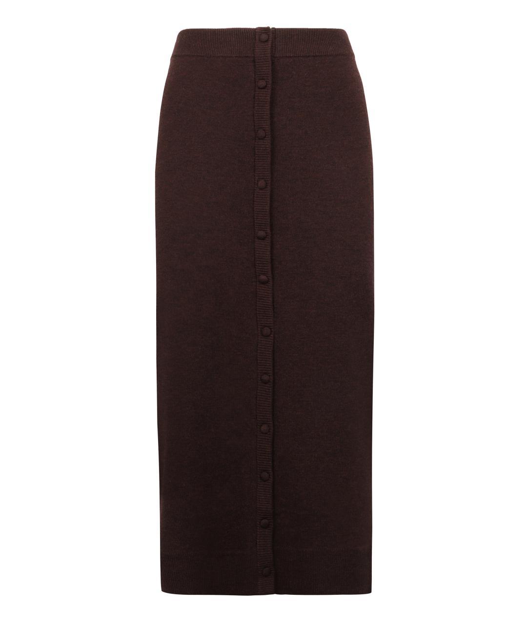 VICTORIA BECKHAM Коричневая шерстяная юбка миди, фото 3