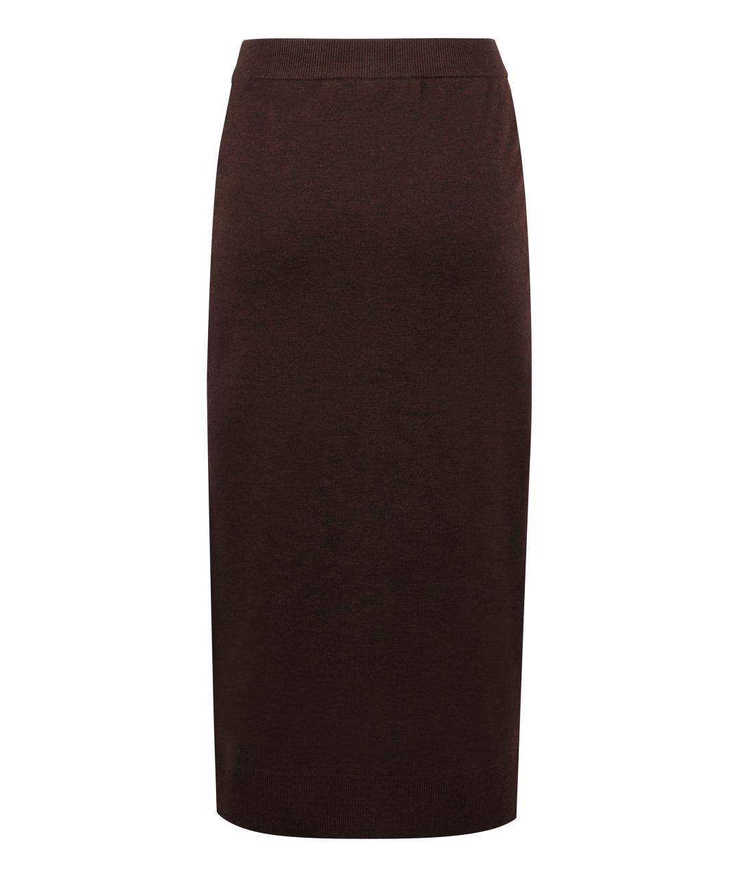 VICTORIA BECKHAM Коричневая шерстяная юбка миди, фото 2