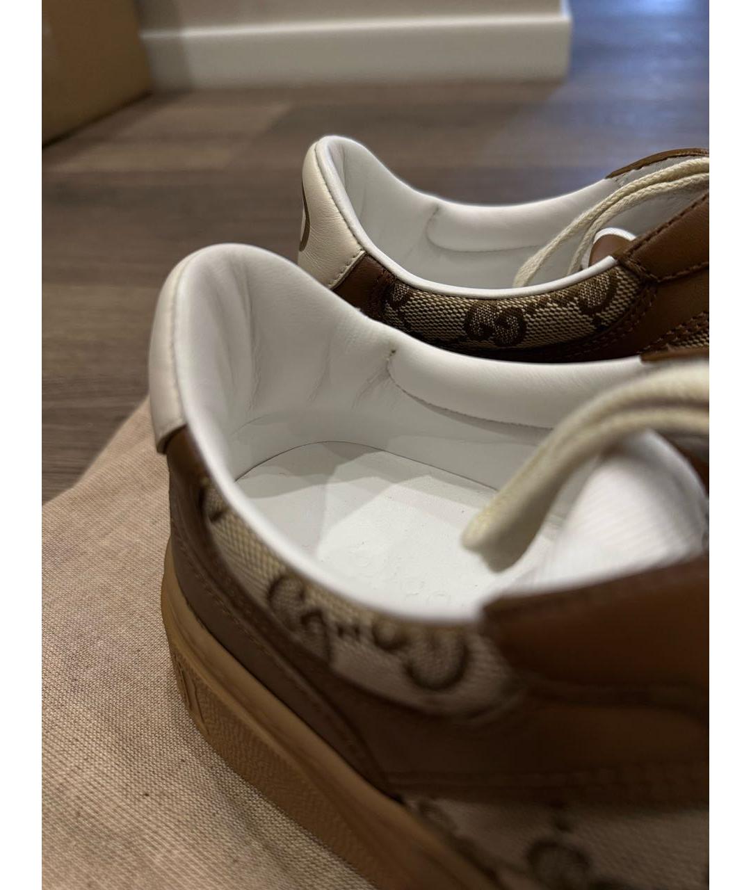 GUCCI Коричневые кожаные кеды, фото 5