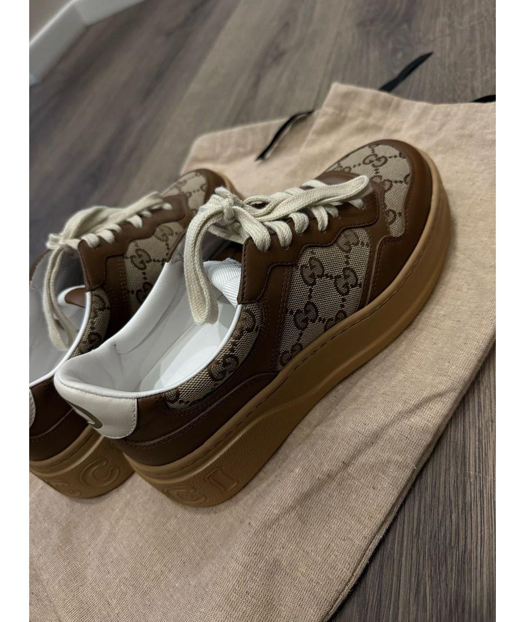 GUCCI Коричневые кожаные кеды, фото 3