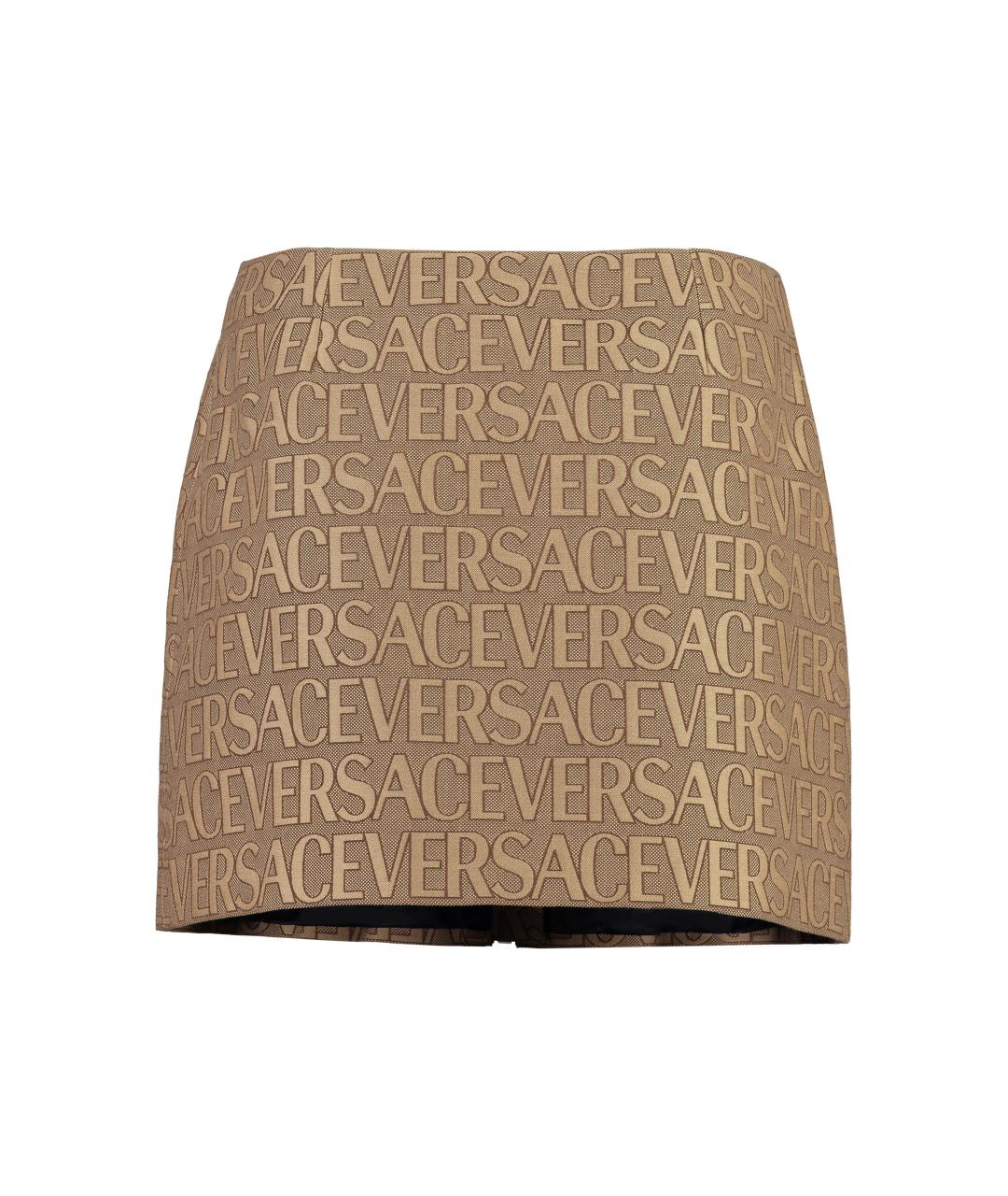 VERSACE Бежевая полиэстеровая юбка мини, фото 2