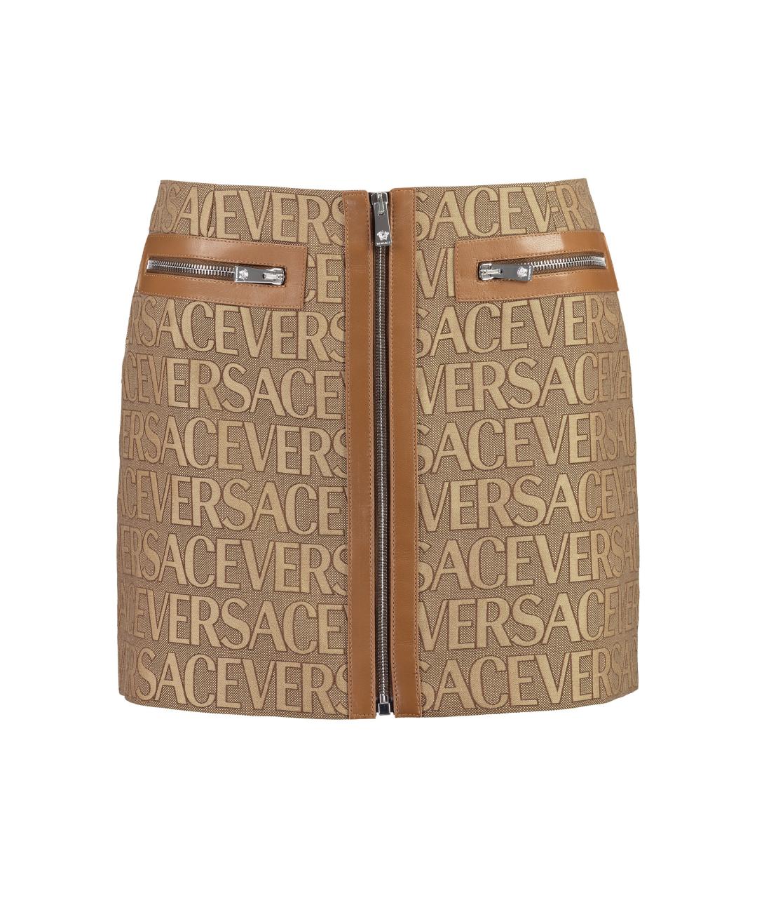 VERSACE Бежевая полиэстеровая юбка мини, фото 1