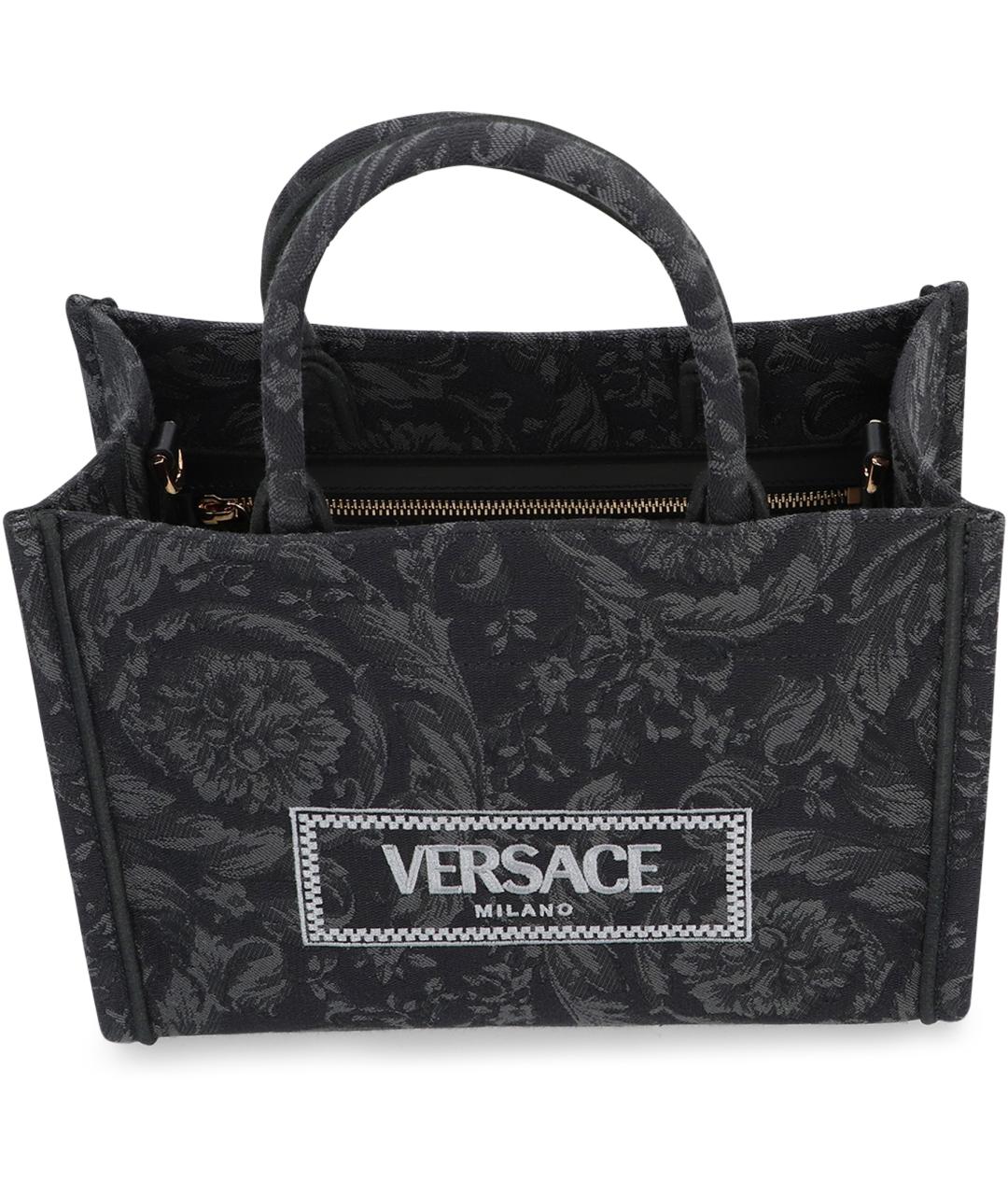 VERSACE Черная хлопковая сумка тоут, фото 5