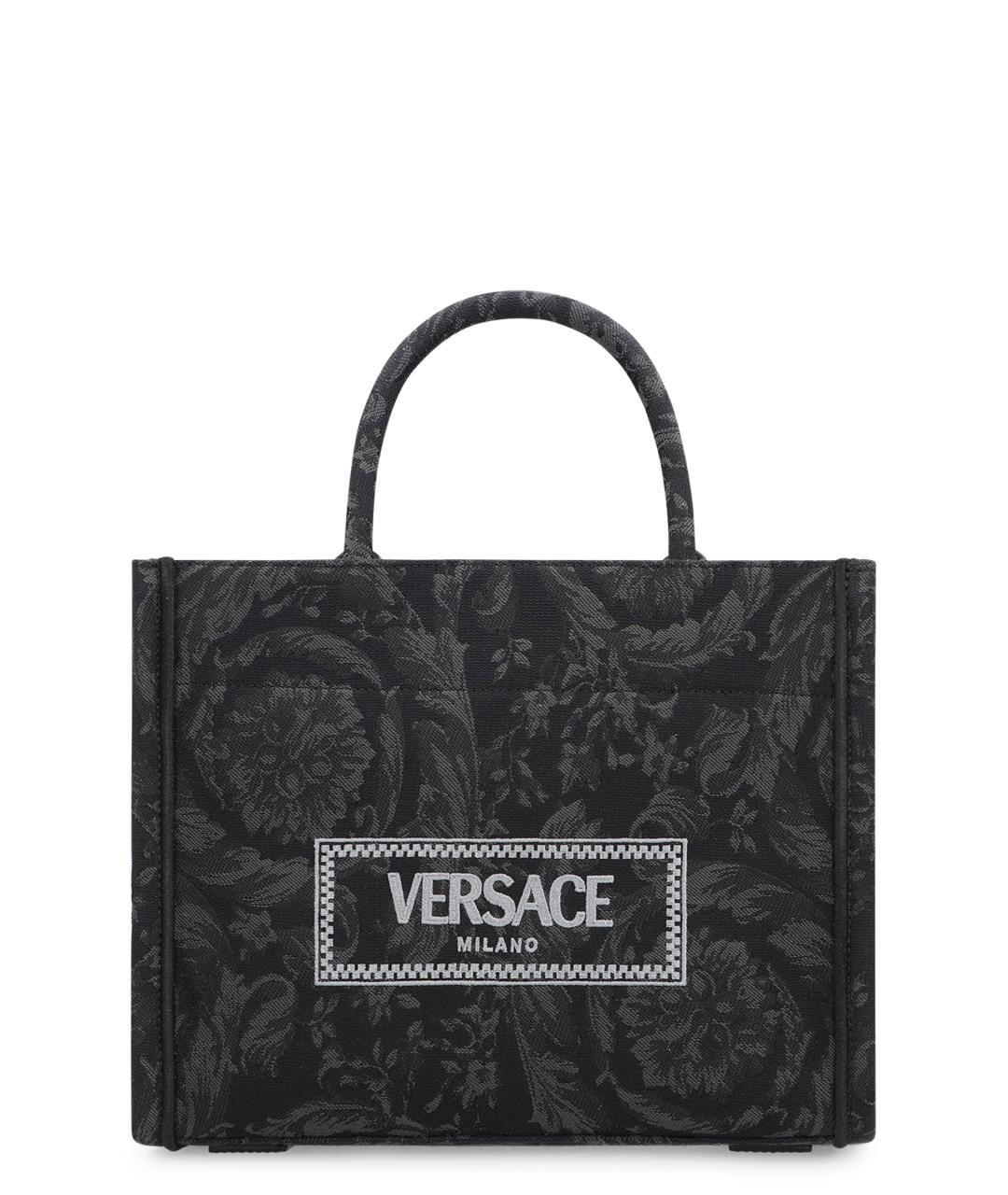 VERSACE Черная хлопковая сумка тоут, фото 1