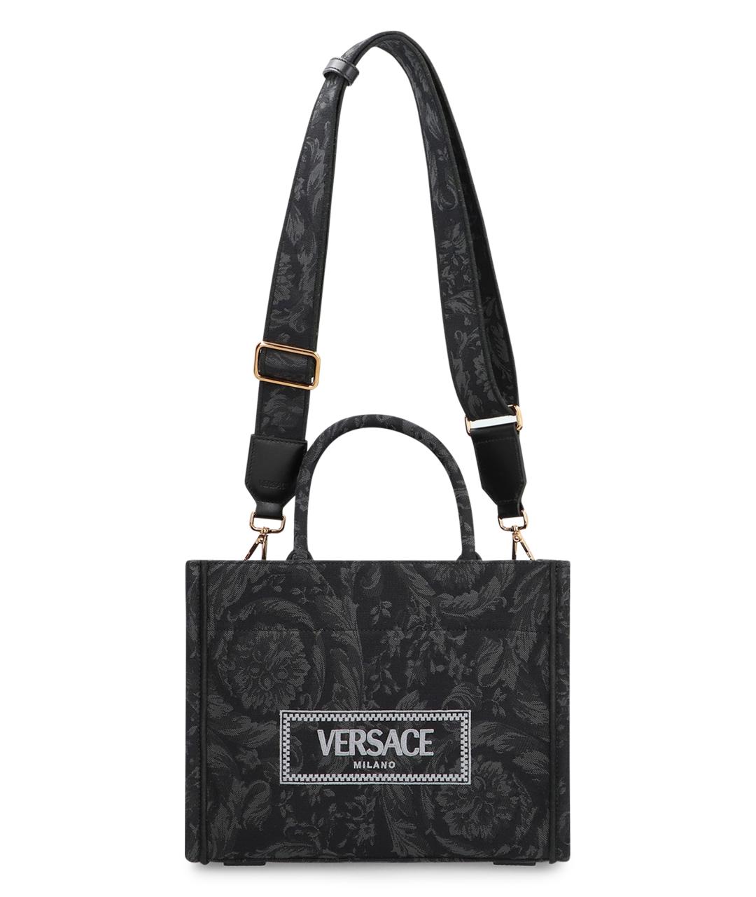 VERSACE Черная хлопковая сумка тоут, фото 4
