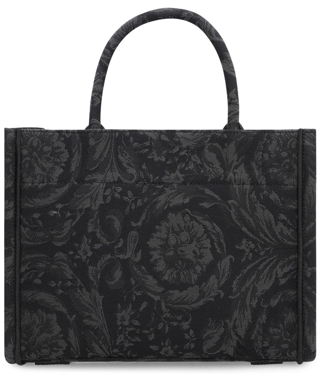 VERSACE Черная хлопковая сумка тоут, фото 3