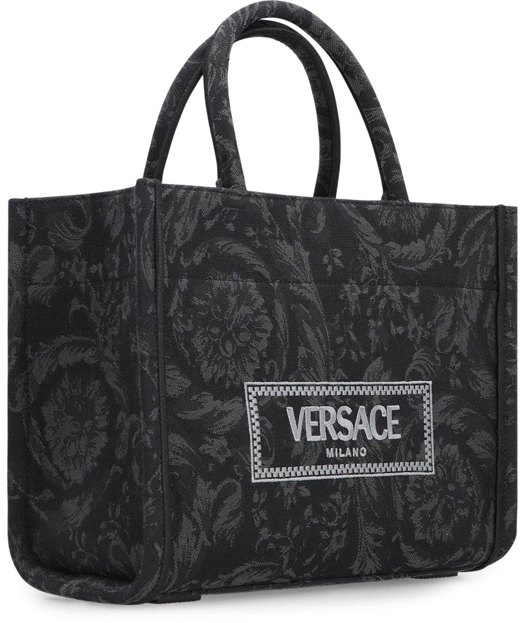 VERSACE Черная хлопковая сумка тоут, фото 2