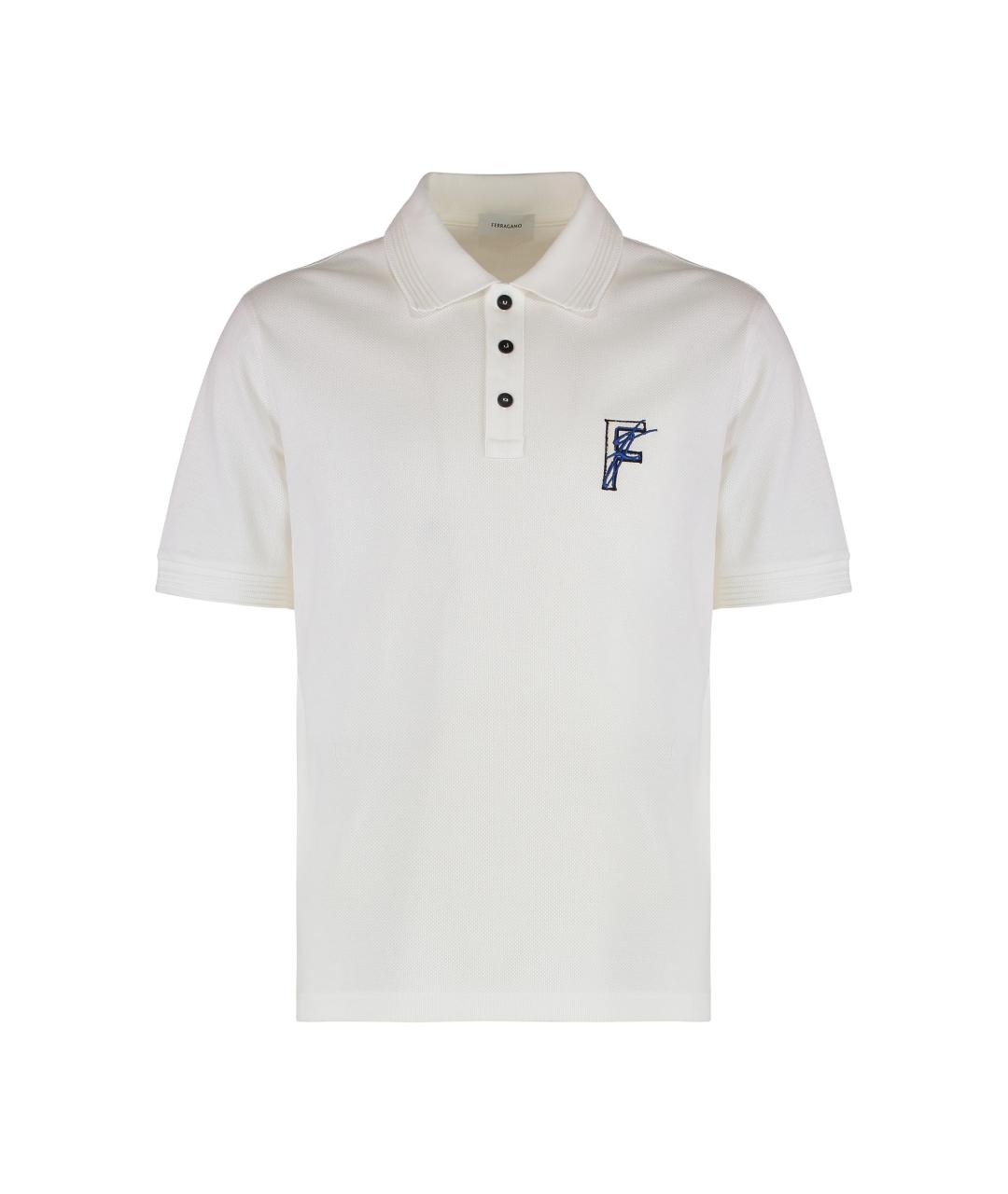 FERRAGAMO Белое хлопковое поло с коротким рукавом, фото 1