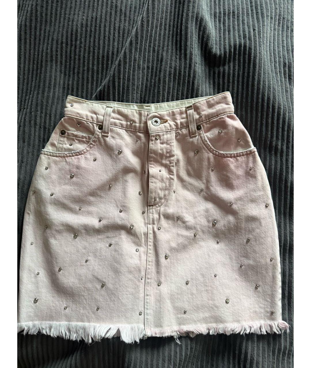 MIU MIU Розовая деним юбка мини, фото 2