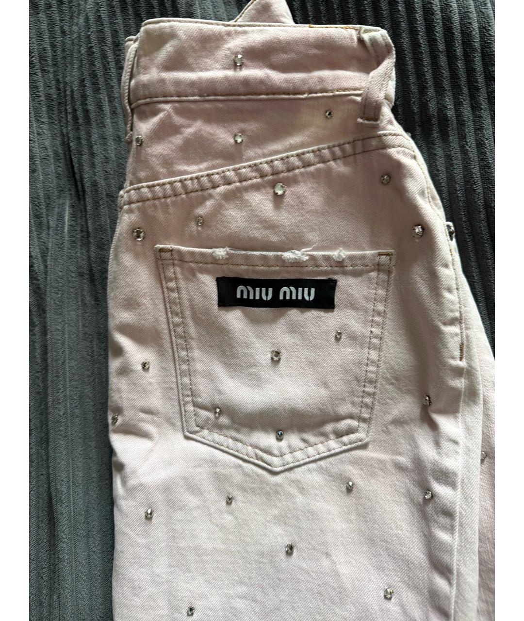 MIU MIU Розовая деним юбка мини, фото 3