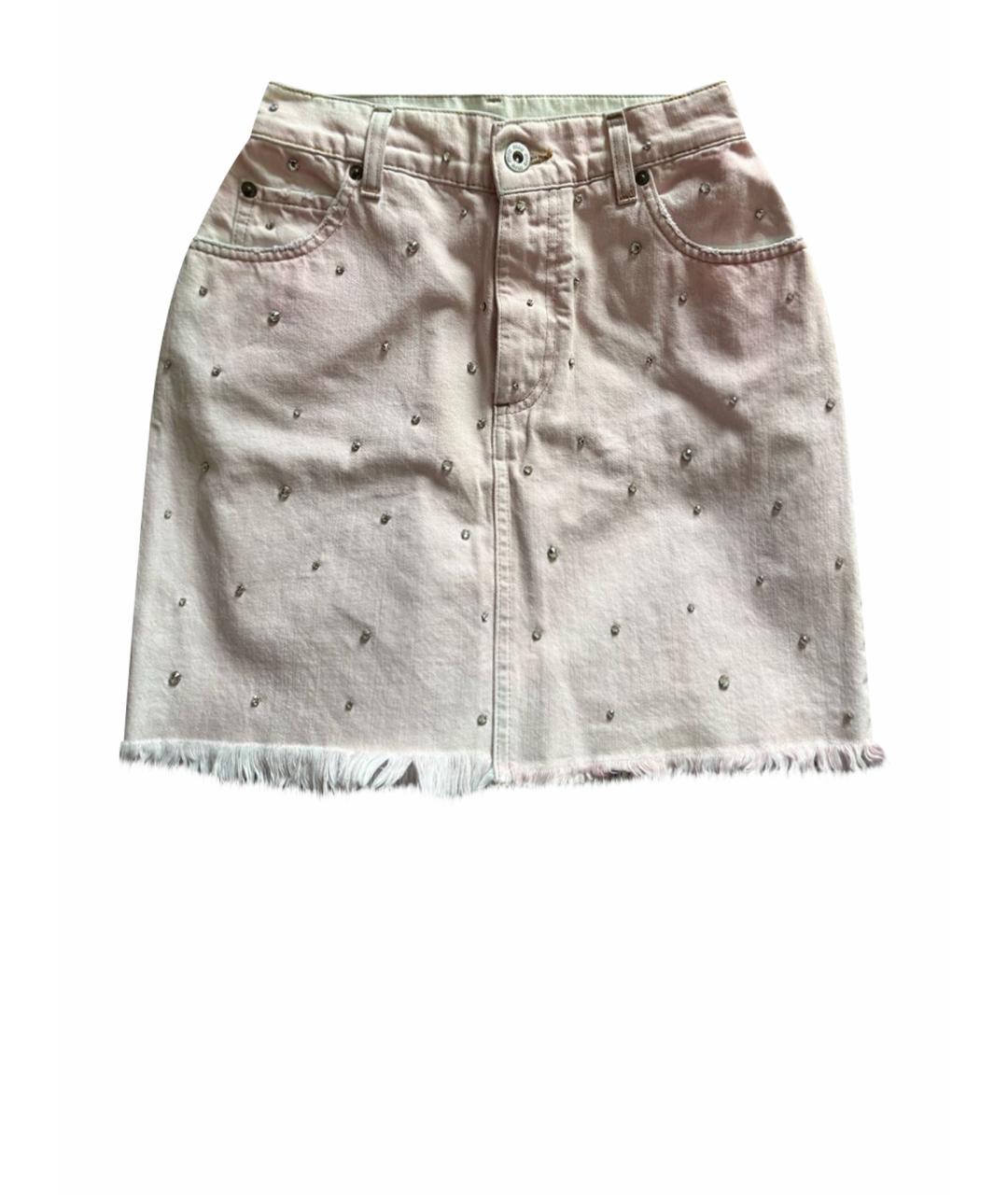 MIU MIU Розовая деним юбка мини, фото 1