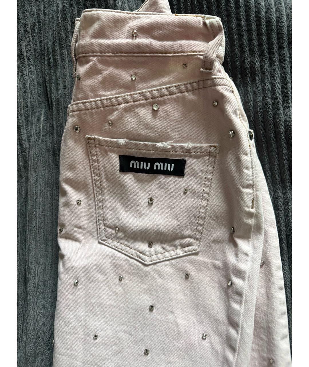 MIU MIU Розовая деним юбка мини, фото 4