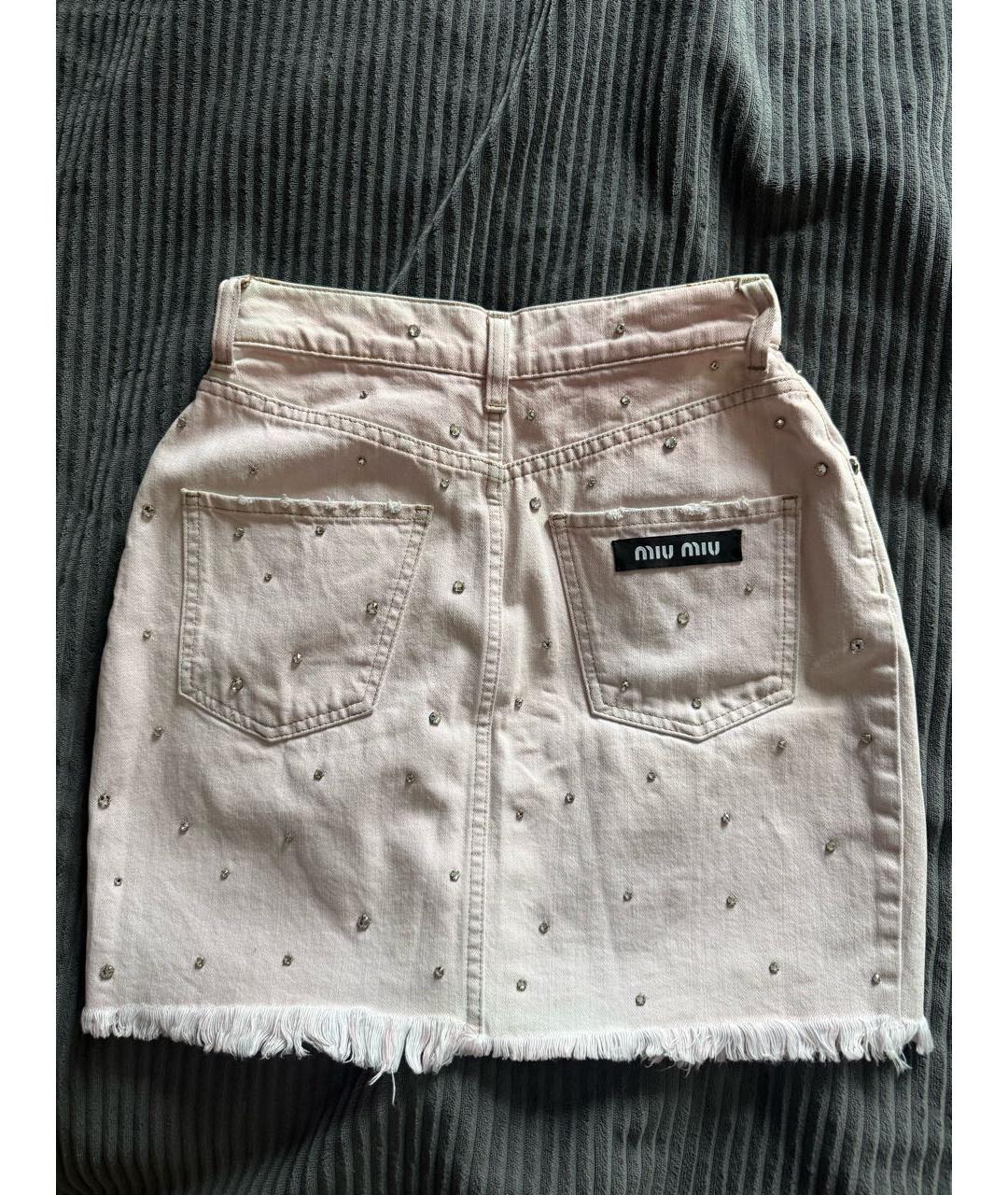 MIU MIU Розовая деним юбка мини, фото 5