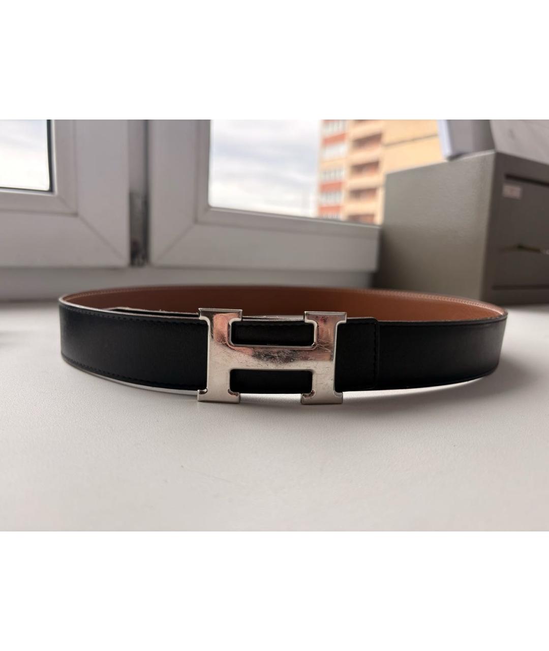HERMES Черный кожаный ремень, фото 7