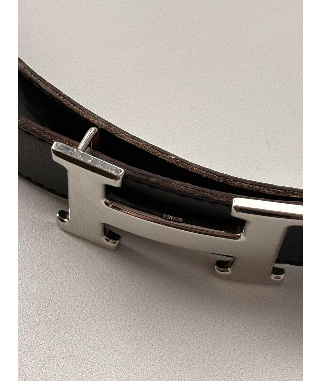 HERMES Черный кожаный ремень, фото 2