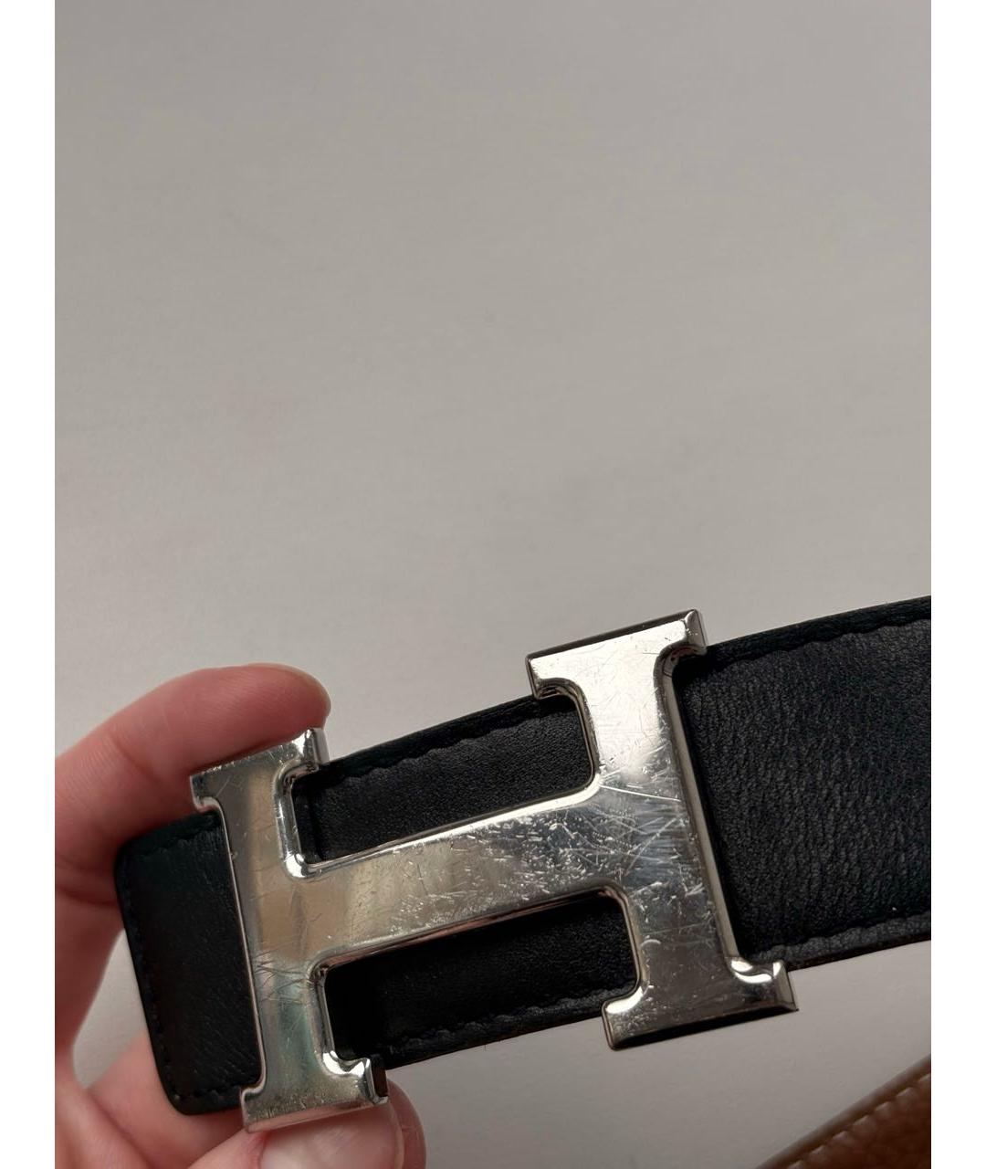 HERMES Черный кожаный ремень, фото 4