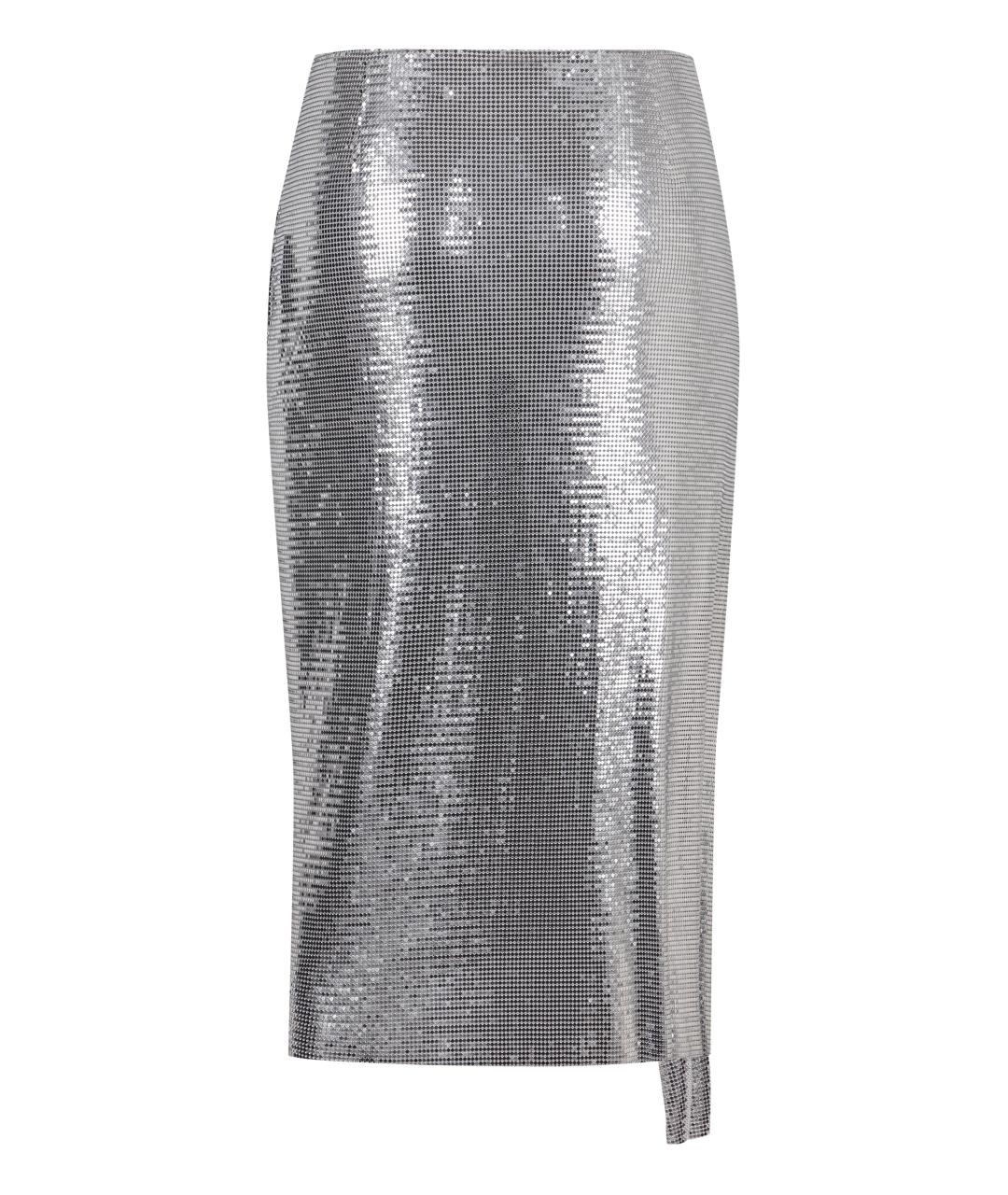 PACO RABANNE Серебряная юбка миди, фото 2